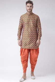Green Dupion Silk DEYANN Pathani Kurta and Patiala Set