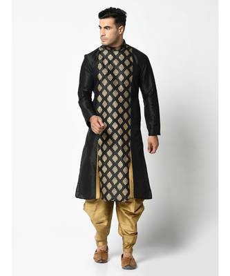Black Dupion Silk DEYANN Kurta with Patiala set 1