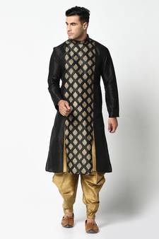 Black Dupion Silk DEYANN Kurta with Patiala set