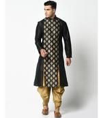 Black Dupion Silk DEYANN Kurta with Patiala set