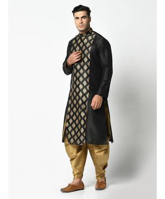 Black Dupion Silk DEYANN Kurta with Patiala set 2