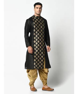 Black Dupion Silk DEYANN Kurta with Patiala set 3