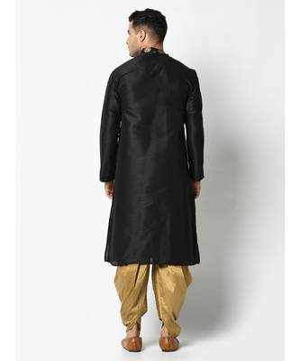 Black Dupion Silk DEYANN Kurta with Patiala set 4