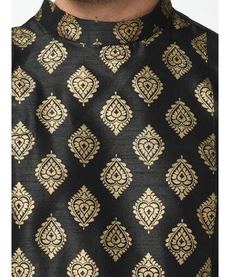 Black Dupion Silk DEYANN Kurta with Patiala set 5