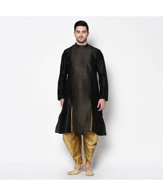 Black Dupion Silk DEYANN Kurta with Patiala set 1