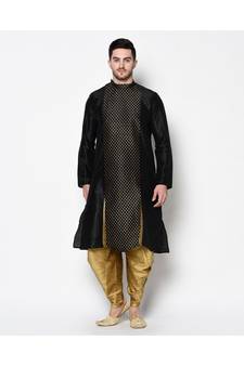 Black Dupion Silk DEYANN Kurta with Patiala set