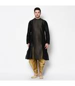 Black Dupion Silk DEYANN Kurta with Patiala set