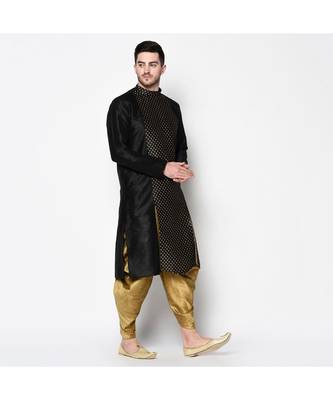 Black Dupion Silk DEYANN Kurta with Patiala set 3