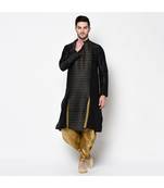 Black Dupion Silk DEYANN Kurta with Patiala set
