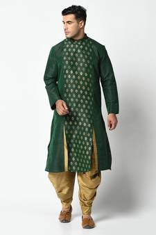 Deep Green Dupion Silk DEYANN Kurta with Patiala set