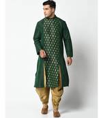 Deep Green Dupion Silk DEYANN Kurta with Patiala set