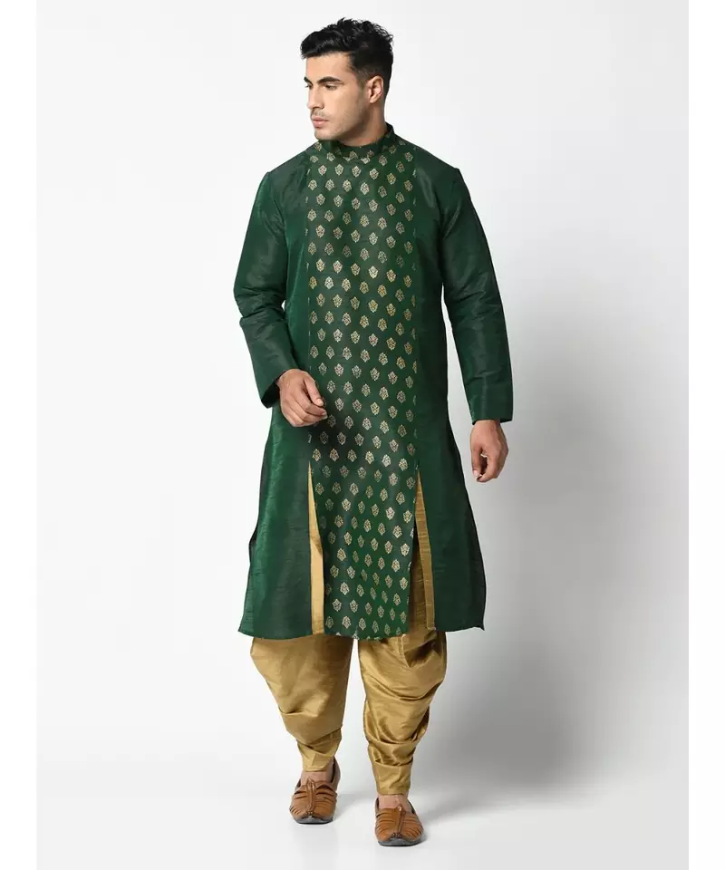 Deep Green Dupion Silk DEYANN Kurta with Patiala set