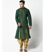 Deep Green Dupion Silk DEYANN Kurta with Patiala set