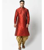Red Dupion Silk DEYANN Kurta with Patiala set