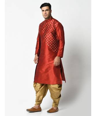 Red Dupion Silk DEYANN Kurta with Patiala set 2