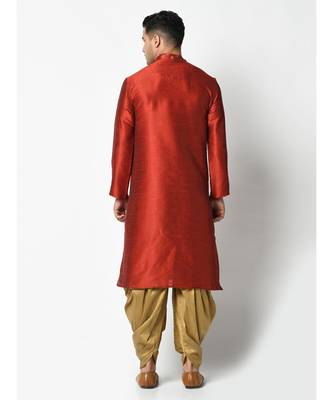 Red Dupion Silk DEYANN Kurta with Patiala set 4