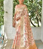Olive woven cotton silk saree with blouse
