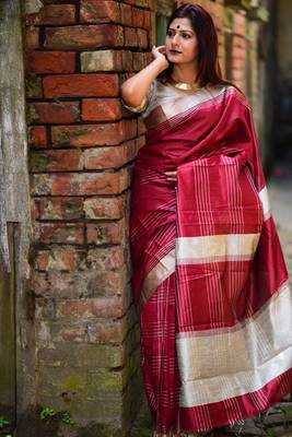 Copper woven tussar silk saree with blouse 1
