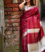 Copper woven tussar silk saree with blouse