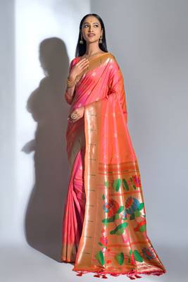 Maroon woven kanchipuram silk saree with blouse 1
