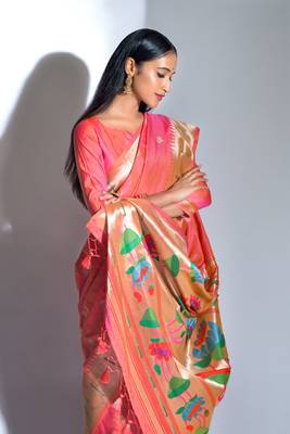 Maroon woven kanchipuram silk saree with blouse 2