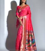 Navy blue woven cotton saree with blouse