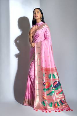 Light green woven cotton saree with blouse 1