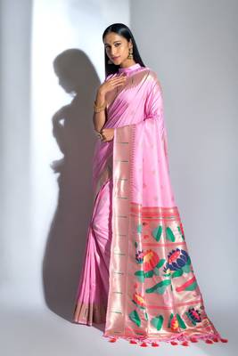 Light green woven cotton saree with blouse 4