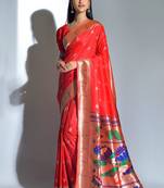 Yellow woven paithani silk saree with blouse