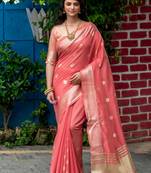 Wine woven tussar silk saree with blouse
