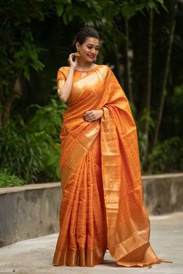 Wine woven raw silk saree with blouse 1