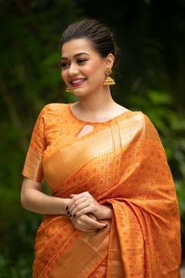 Wine woven raw silk saree with blouse 2