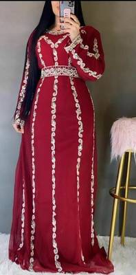 Dubai Moroccan Kaftan Farasha Hand Zari work Abaya jalabiya Jilbab Long Sleeve Islamic Dress 1