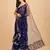 Blue Net Sequinned Embroidered Ruffled Saree with Blosue Piece