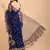 Blue Net Sequinned Embroidered Ruffled Saree with Blosue Piece