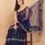 Blue Net Sequinned Embroidered Ruffled Saree with Blosue Piece