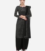 Black Faux Georgette Embroidered Semi-Stitched Top Palazzo Dupatta