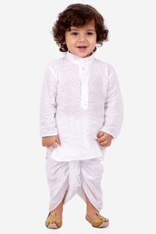 White  Zig Zag Print Kurta Dhoti