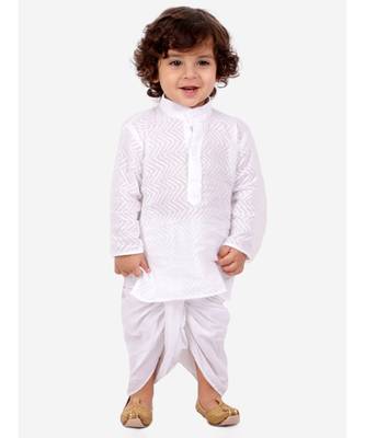 White  Zig Zag Print Kurta Dhoti 1