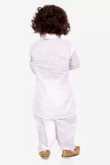 White  Zig Zag Print Kurta Dhoti