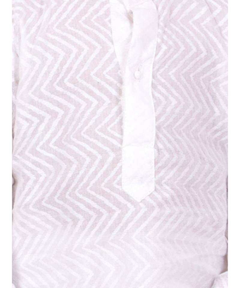 White  Zig Zag Print Kurta Dhoti