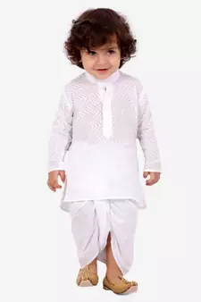 White  Zig Zag Print Kurta Dhoti