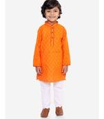 Orange Chevron Weave Handloom Kurta Pyjama