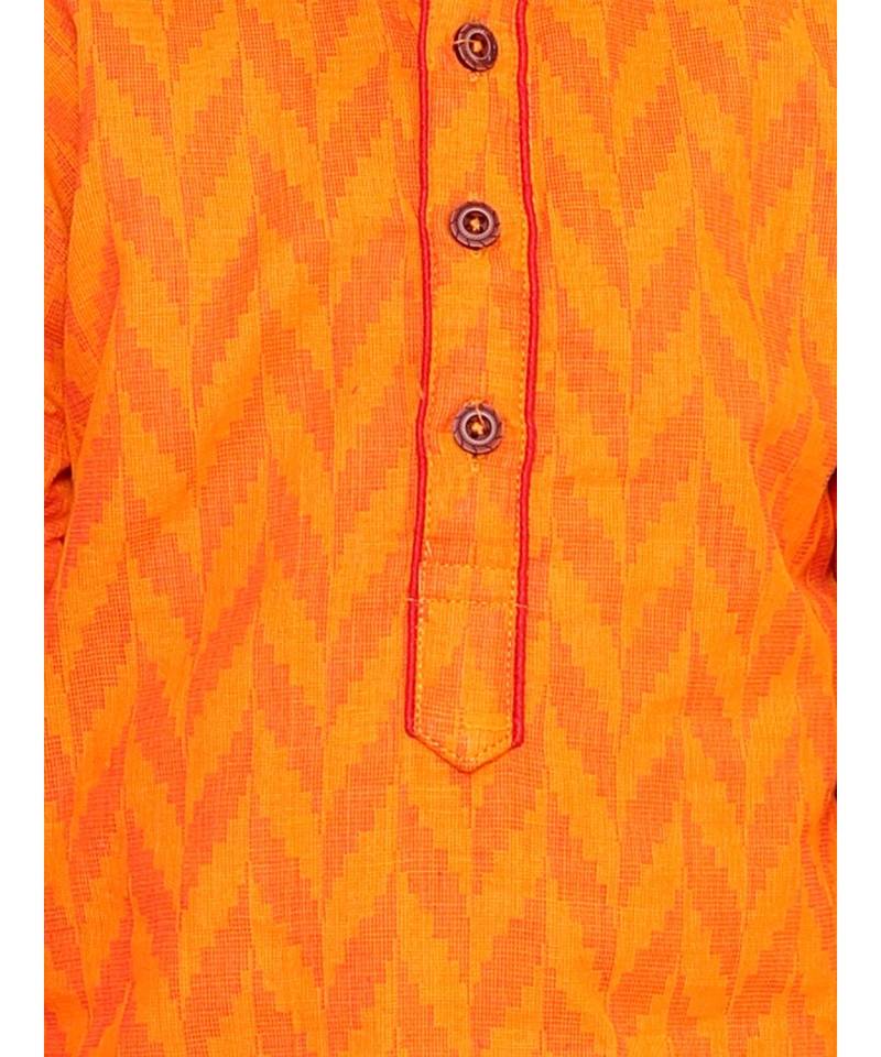 Orange Chevron Weave Handloom Kurta Pyjama