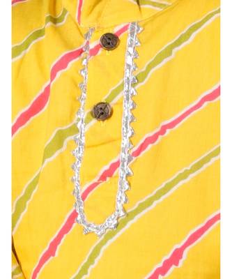 Yellow Leheriya Print Kurta Pajama Set. 5