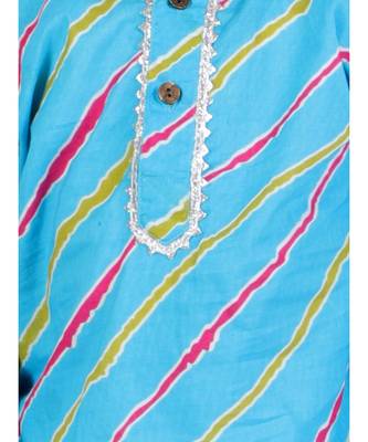 Skyblue Leheriya Print Kurta Pajama Set. 5