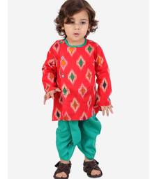 Red  Ikkat Print Kurta Dhoti