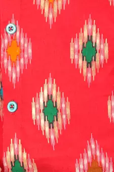 Red  Ikkat Print Kurta Dhoti