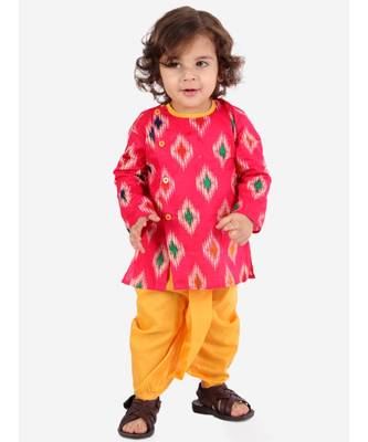 Pink  Ikkat Print Kurta Dhoti 1