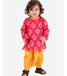 Pink  Ikkat Print Kurta Dhoti